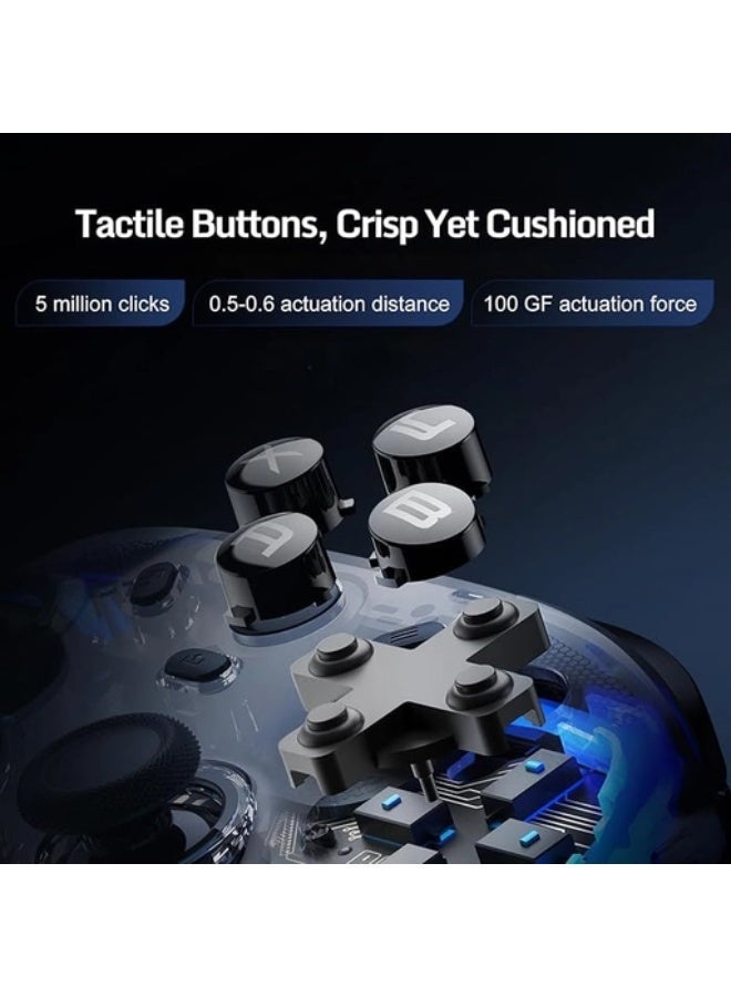 ريد ماجيك ذراع تحكم ألعاب ريد ماجيك سايبر لاسلكي 1000Hz – عصي وأزرار بتقنية Hall Effect، اتصال 3 أوضاع (سلكي / بلوتوث / دونجل 2.4G)، قاعدة شحن من الألمنيوم، توربو وماكرو، متوافق مع الكمبيوتر، أندرويد، iOS، التلفزيون الذكي، اللابتوب و نينتندو سويتش - Image 5